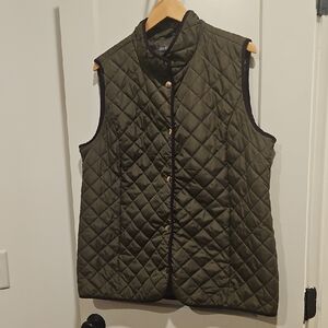 JESSICA LONDON Quilted Dark Olive Green Vest - 18W Plus Size